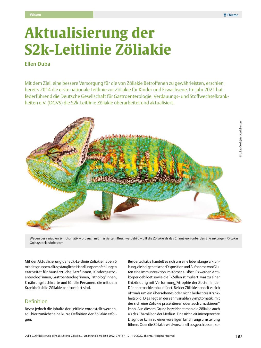 Vorschauseite 1: Aktualisierung der S2k-Leitlinie Zöliakie