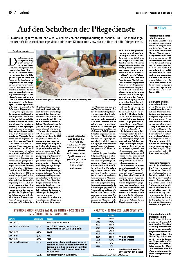 Vorschauseite 1: Auf den Schultern der Pflegedienste