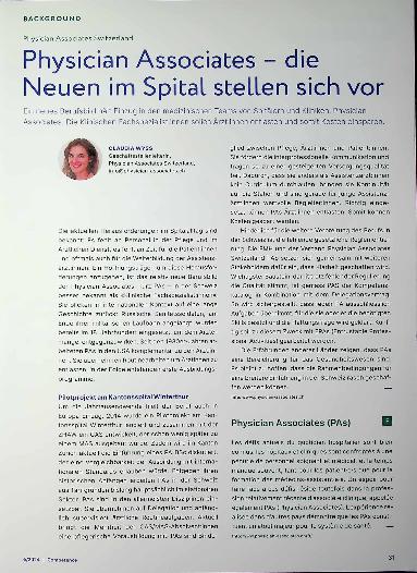 Vorschauseite 1: Physician Associates - die Neuen im Spital stellen sich vor