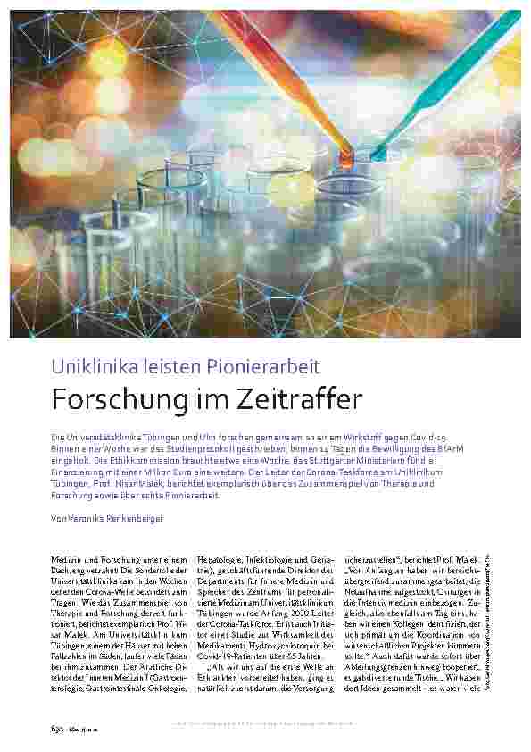 Vorschauseite 1: Uniklinik leistet Pionierarbeit: Forschung im Zeitraffer