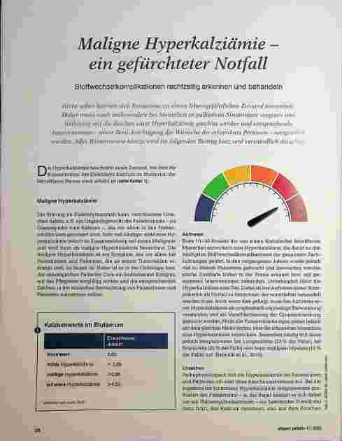 Vorschauseite 1: Maligne Hyperkalzämie - ein gefürchteter Notfall. Stoffwechselkomplikationen rechtzeitig erkennen und behandeln.