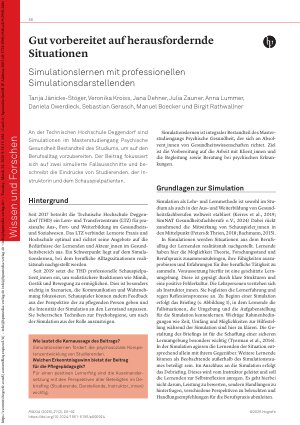 Vorschauseite 1: Gut vorbereitet auf herausfordernde Situationen Simulationslernen mit professionellen Simulationsdarstellenden
