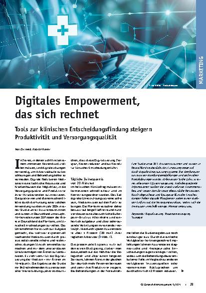 Vorschauseite 1: Digitales Empowerment, das sich rechnet: Tools zur klinischen Entscheidungsfindung steigern Produktivität und Versorgungsqualität.