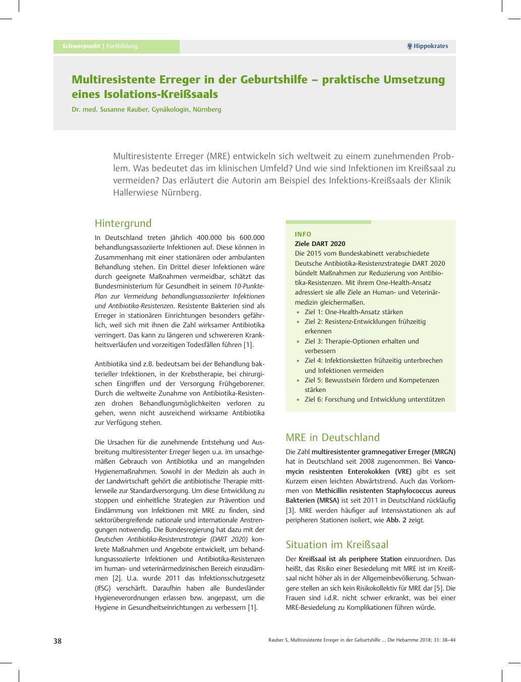 Vorschauseite 1: Multiresistente Erreger in der Geburtshilfe ? praktische Umsetzung eines Isolations-Kreißsaals