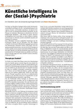 Vorschauseite 1: Künstliche Intelligenz in der (Sozial-)Psychiatrie