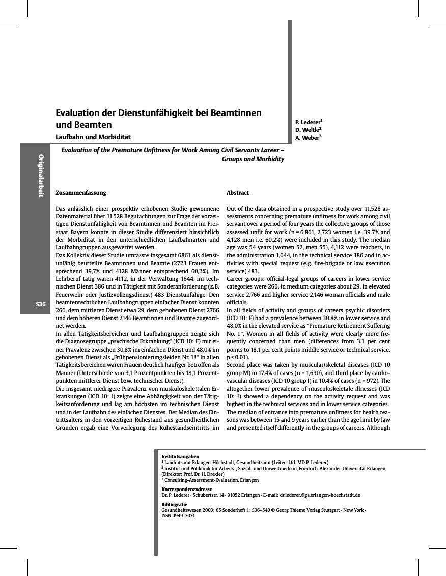 Vorschauseite 1: Evaluation der Dienstunfähigkeit bei Beamtinnen und Beamten