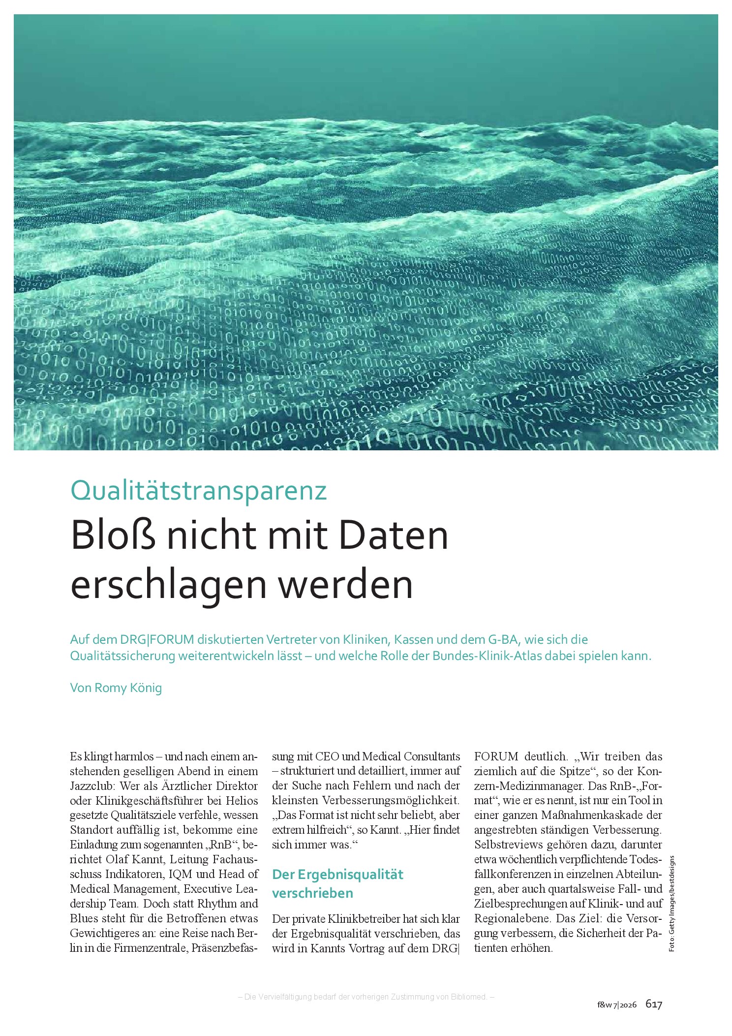 Vorschauseite 1: Qualitätstransparenz: Bloß nicht mit Daten erschlagen werden