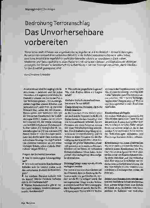 Vorschauseite 1: Bedrohung Terroranschlag: Das Unvorhersehbare vorbereiten.