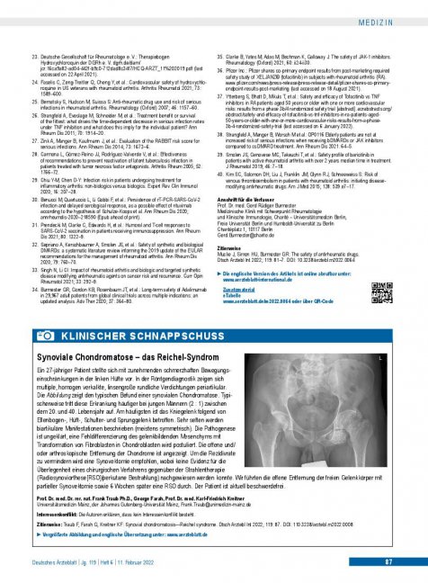 Vorschauseite 1: Synoviale Chondromatose - das Reichelt-Syndrom