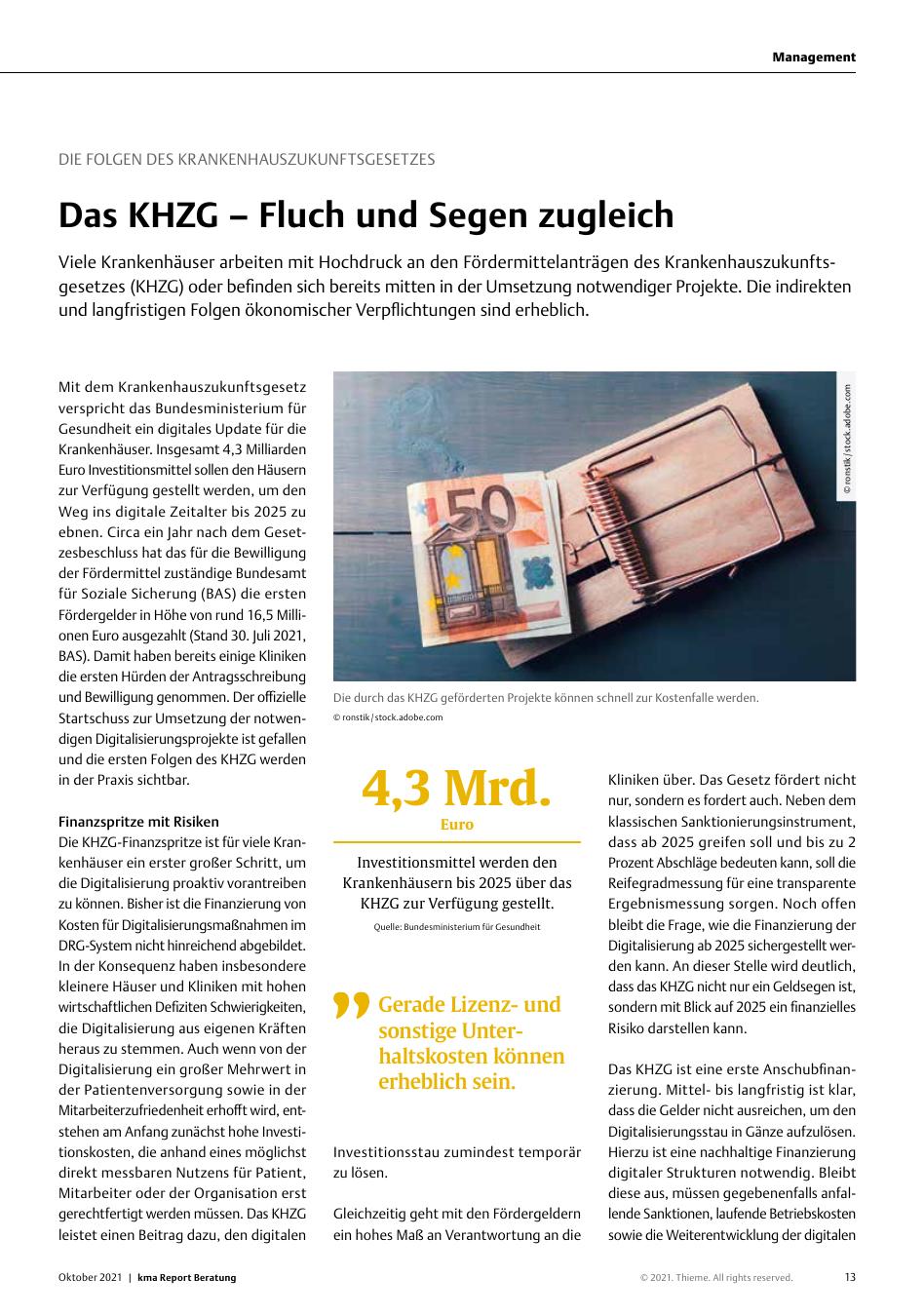 Vorschauseite 1: Die Folgen des Krankenhauszukunftsgesetzes: Das KHZG – Fluch und Segen zugleich