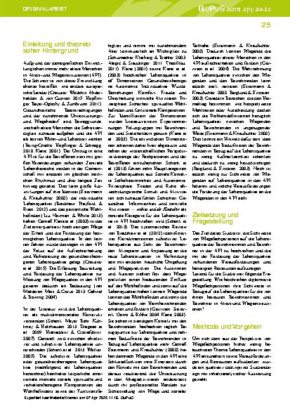 Vorschauseite 2: Die Sicht von Pflegefachpersonen auf gesundheitsbezogene Lebensqualität in Altersund Pflegeinstitutionen: Eine qualitative Studie