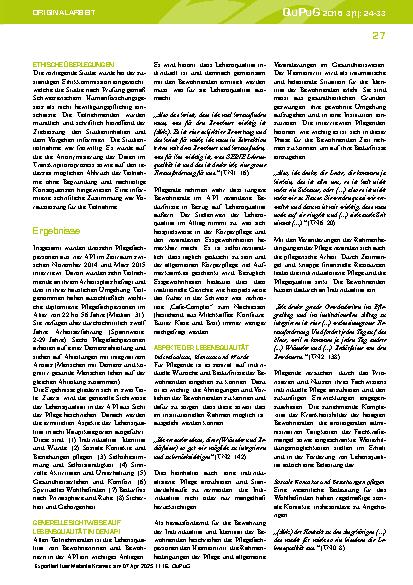 Vorschauseite 4: Die Sicht von Pflegefachpersonen auf gesundheitsbezogene Lebensqualität in Altersund Pflegeinstitutionen: Eine qualitative Studie