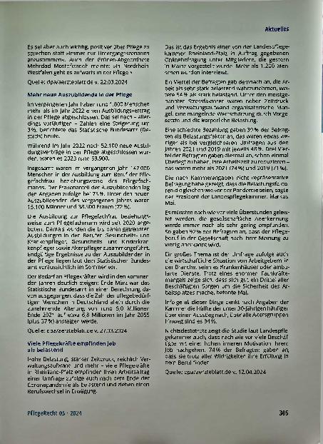 Vorschauseite 3: Aktuelles: Pflegekräfte kommen oft krank zur Arbeit.