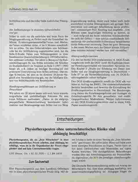 Vorschauseite 1: Physiotherapeuten ohne unternehmerisches Risiko sind abhängig beschäftigt.