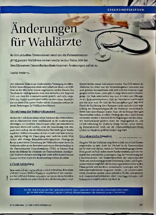 Vorschauseite 1: Änderungen für Wahlärzte