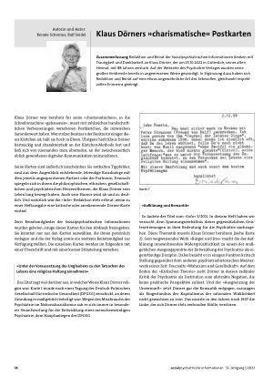 Vorschauseite 1: Klaus Dörners »charismatische« Postkarten