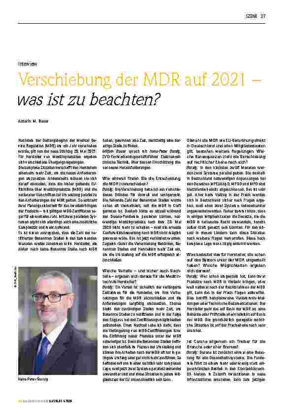 Vorschauseite 1: Verschiebung der MDR auf 2021 – was ist zu beachten?