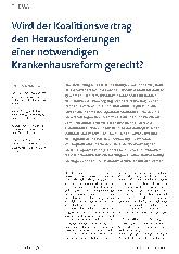 Vorschauseite 1: Wird der Koalitionsvertrag den Herausforderungen einer notwendigen Krankenhausreform gerecht?
