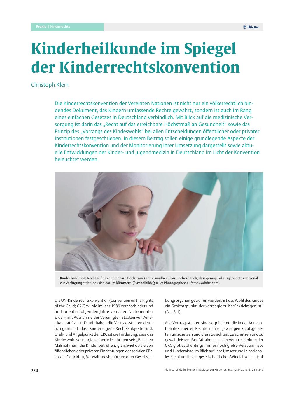 Vorschauseite 1: Kinderheilkunde im Spiegel der Kinderrechtskonvention