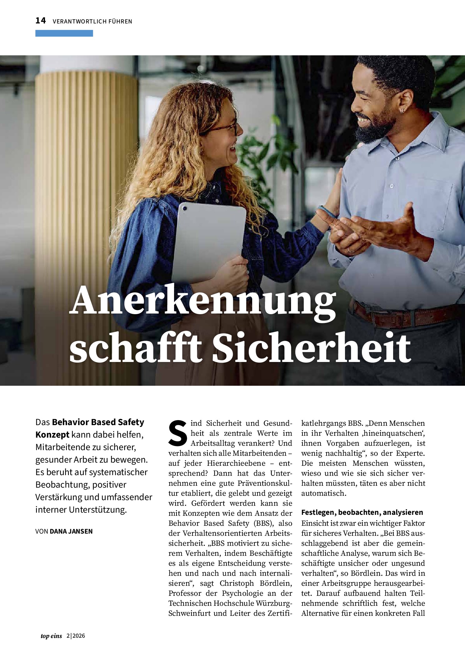Vorschauseite 1: Anerkennung schafft Sicherheit