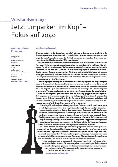 Vorschauseite 1: Jetzt umparken im Kopf – Fokus auf 2040