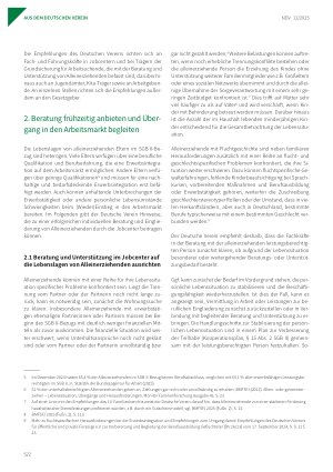 Vorschauseite 2: Empfehlungen des Deutschen Vereins zur Unterstützung von Alleinerziehenden im SGB II-Bezug bei der Erwerbsintegration durch die Jobcenter