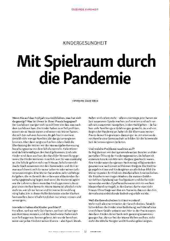 Vorschauseite 2: KINDERGESUNDHEIT Mit Spielraum durch die Pandemie