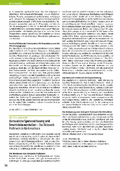 Vorschauseite 1: Vertrauliche Spurensicherung und Beweisdokumentation – Das Netzwerk ProBeweis in Niedersachsen