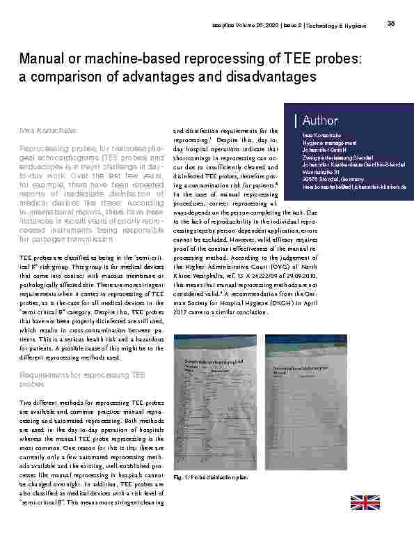 Vorschauseite 1: Manual or machine-based reprocessing of TEE probes: a comparison of advantages and disadvantages