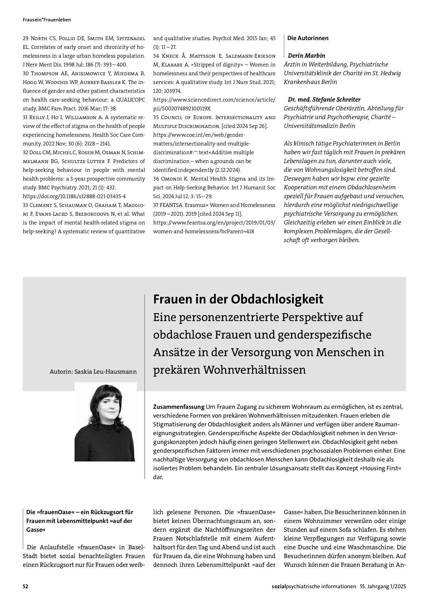 Vorschauseite 1: Frauen in der Obdachlosigkeit. Eine personenzentrierte Perspektive auf obdachlose Frauen und genderspezifische Ansätze in der Versorgung von Menschen in prekären Wohnverhältnissen