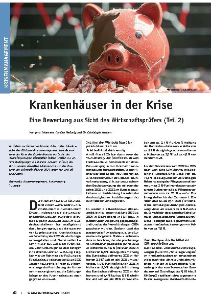Vorschauseite 1: Krankenhäuser in der Krise: Eine Bewertung aus Sicht des Wirtschaftsprüfers (Teil 2)