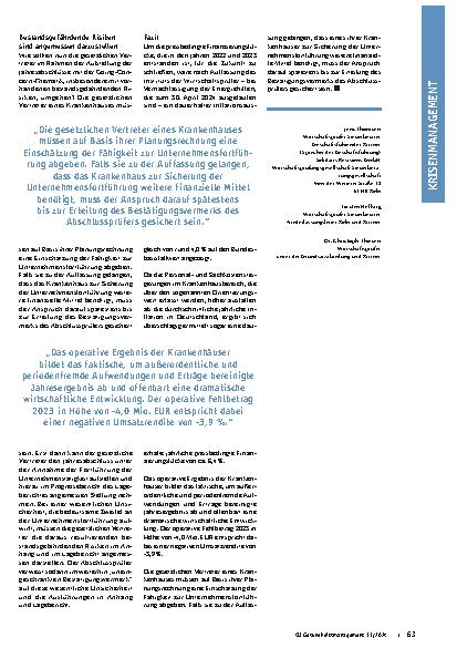 Vorschauseite 4: Krankenhäuser in der Krise: Eine Bewertung aus Sicht des Wirtschaftsprüfers (Teil 2)