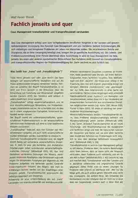 Vorschauseite 1: Fachlich jenseits und quer Case Management transdisziplinär und transprofessionell verstanden.