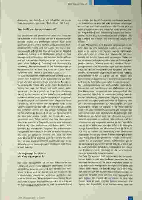 Vorschauseite 2: Fachlich jenseits und quer Case Management transdisziplinär und transprofessionell verstanden.