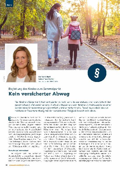 Vorschauseite 1: Begleitung des Kindes zum Sammelpunkt. Kein versicherter Abweg.