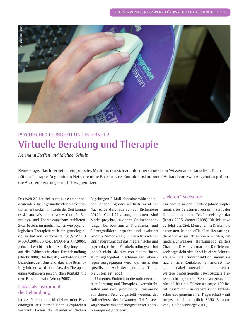 Vorschauseite 1: Virtuelle Beratung und Therapie