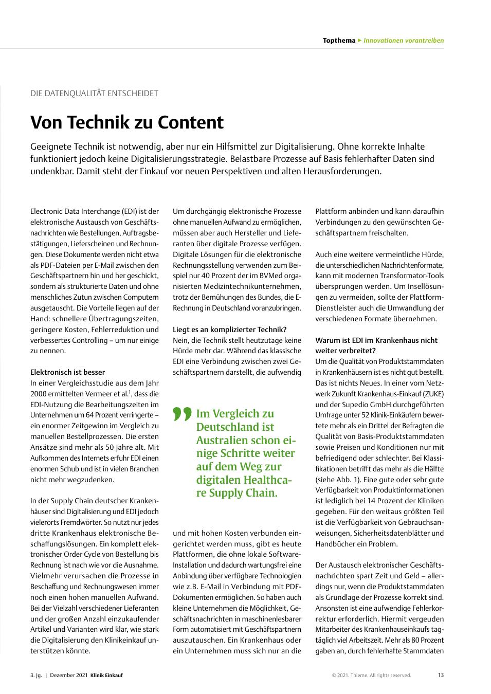 Vorschauseite 1: Die Datenqualität entscheidet: Von Technik zu Content