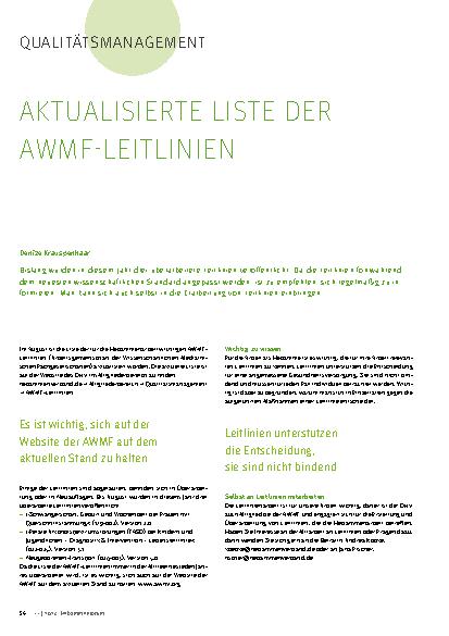 Vorschauseite 1: Aktualisierte Liste der AWMF-Leitlinien