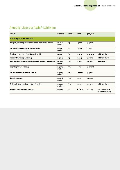 Vorschauseite 2: Aktualisierte Liste der AWMF-Leitlinien