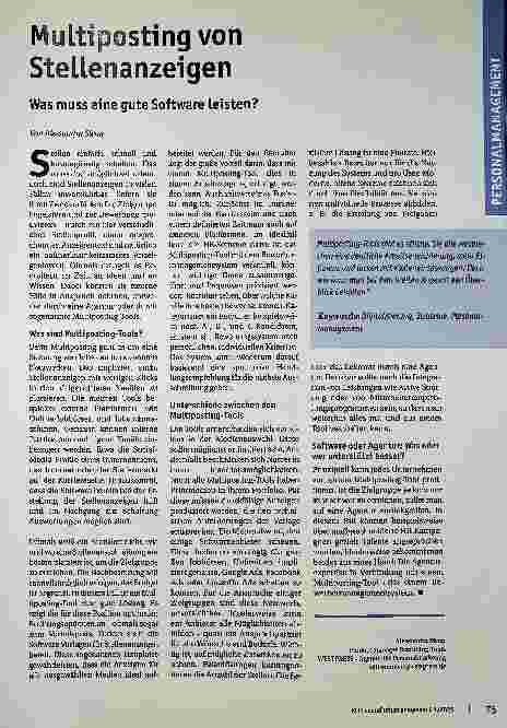 Vorschauseite 1: Multiposting von Stellenanzeigen: Was muss eine gute Software leisten?
