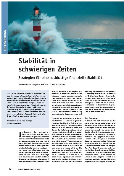 Vorschauseite 1: Stabilität in schwierigen Zeiten Strategien für eine nachhaltige finanzielle Stabilität