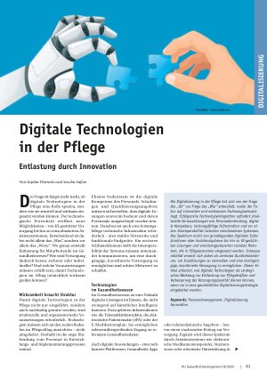 Vorschauseite 1: Digitale Technologien in der Pflege Entlastung durch Innovation