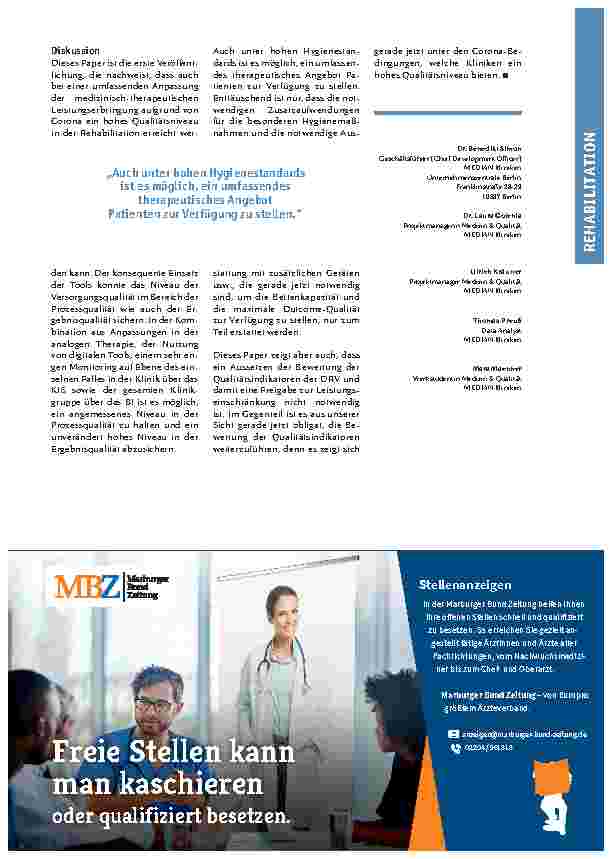 Vorschauseite 4: Qualitätsrehabilitation in Zeiten von Corona: Mit Unterstützung von digitalen Tools systematisch eine hochwertige Leistungserbringung sicherstellen – eine Corona-Case-Study
