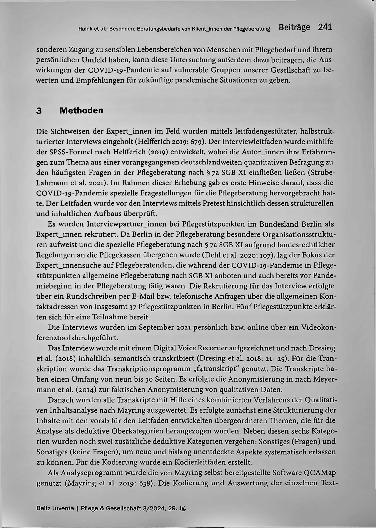Vorschauseite 3: Besondere Beratungsbedarfe von Klientinnen der Pflegeberatung während der COVID-19-Pandemie: Eine qualitative Studie