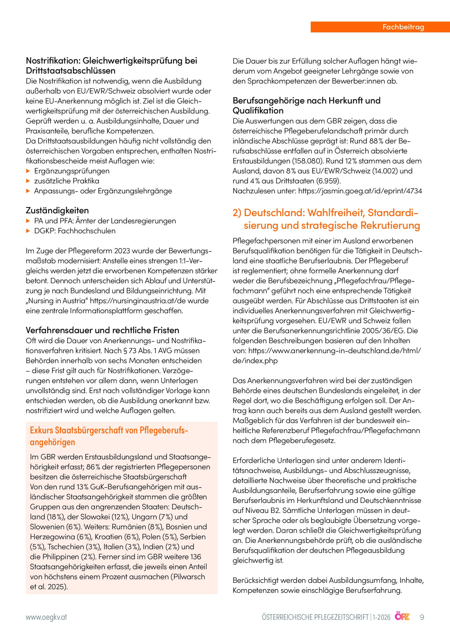 Vorschauseite 2: Überblick über Nostrifikationsverfahren in ausgewählten Ländern