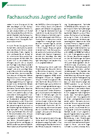 Vorschauseite 1: Fachausschuss Jugend und Familie