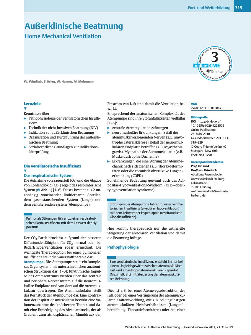 Vorschauseite 1: Außerklinische Beatmung