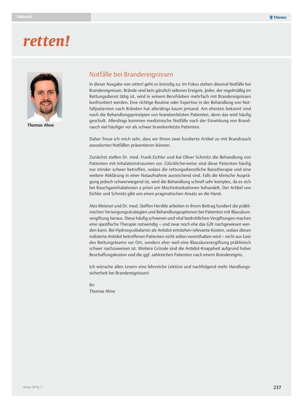 Vorschauseite 1: Notfälle bei Brandereignissen