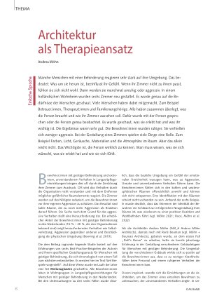 Vorschauseite 1: Architektur als Therapieansatz