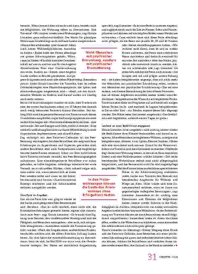 Vorschauseite 4: Immer wieder neuen Mut verleihen, das Leben selbst in die Hand zu nehmen. Traversa Luzern: Unterstützen auf Augenhöhe und Eigenverantwortung stärken.